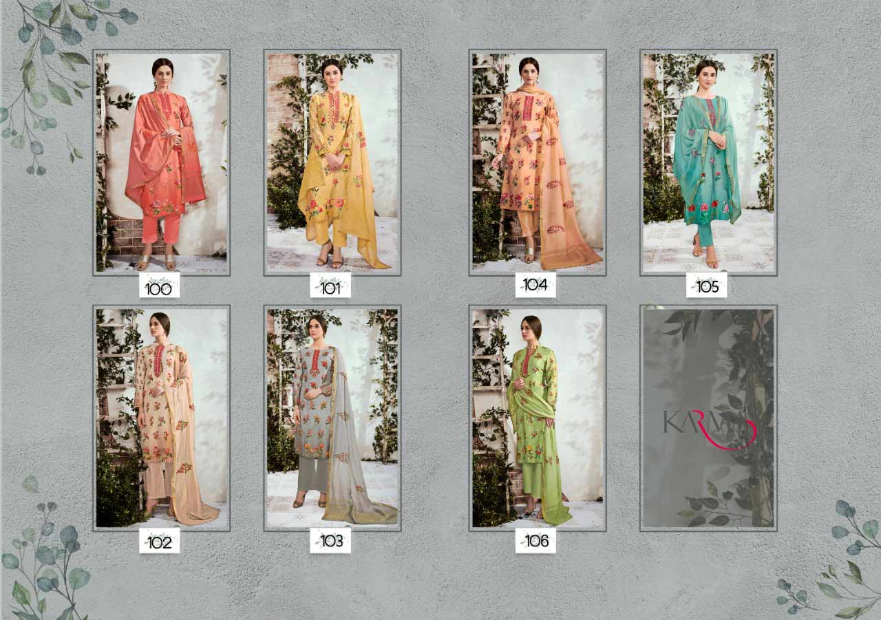 Karma Zebaish Vol 1 Cotton Satin With Embroidery Suit Karma Zebaish Vol 1 Cotton Satin With Embroidery Suit
